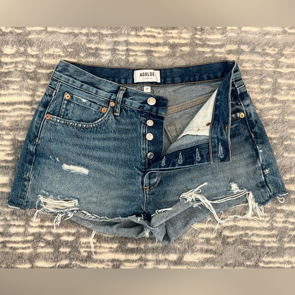 Agolde Blue Jean Shorts - Picture 2 of 12